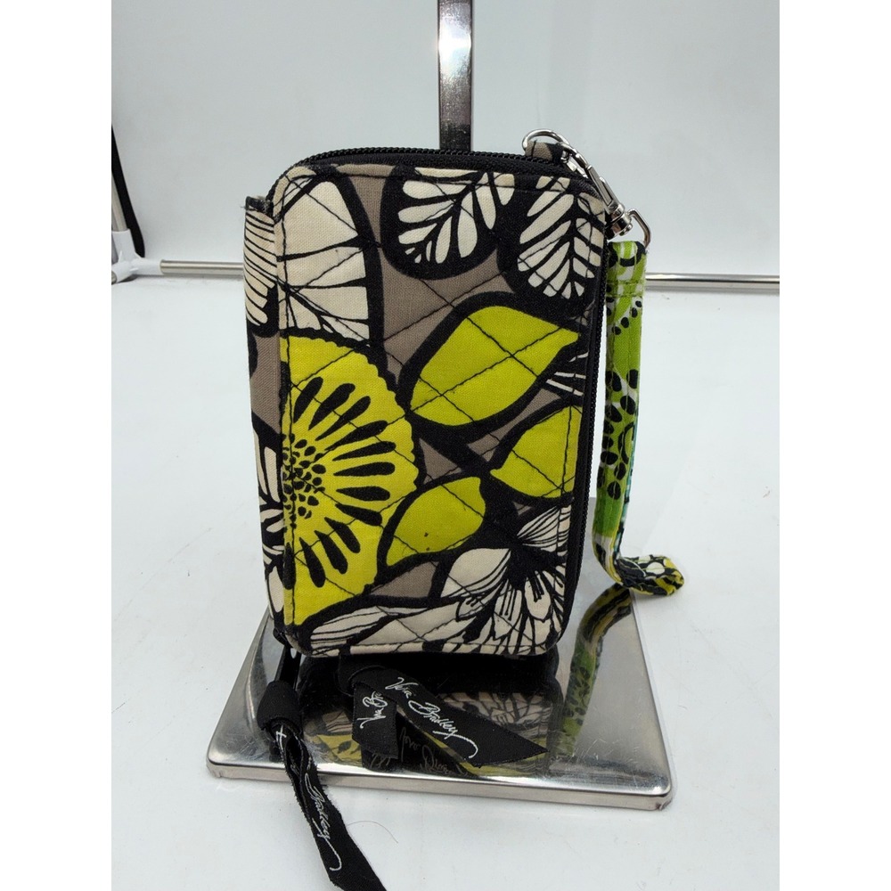 Vera Bradley Citron All In One Wristlet Wallet Floral Yellow Grey Black